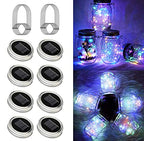 8 Pack Solar Outdoor Fairy Star Firefly Jar Lids Lights,Solar Fairy String Lids Lights（No Jars）,Waterproof Lantern Mason String Solar Lights with Hangers for Regular Mouth Jars - color: Multicolor