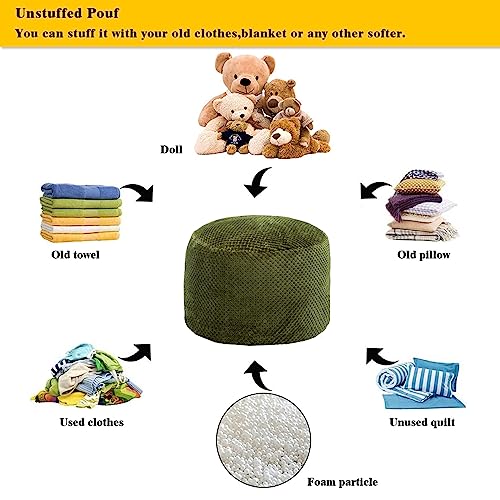 Asuprui Pouf Ottoman Unstuffed Ottoman Foot Rest No Filler Soft Faux Fur Foot Stool 20x20x12 Inches Fuzzy Chair Floor Pouf Chair with Storage for Living Room Bedroom Green - color: Olive Green