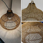 Natural Rattan Pendant Light for Kitchen Island, Ceiling Light Wicker Lampshade Lantern 14.1" Bamboo Lamp Hanging Light Ceiling Lighting Fixture Suitable for E26/27 Lamp Holder - color: Natural