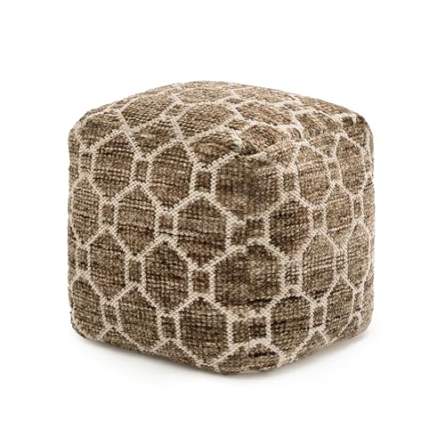 Anji Mountain Pouf Ottoman Foot Rest, Handmade Ottoman Pouf, Comfortable Foot Stool, Decorative Floor Seating for Living Room Decor, Bedroom & Home Décor Accent - Brown - color: Brown