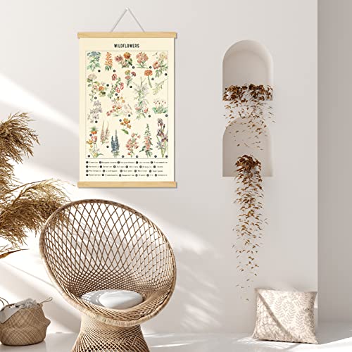 Chenkaiyang 2 Pcs Vintage Poster Hanging, Flowers Wall Hanging Botanical Rustic Retro Colorful Wall Art Prints Flower Chart Poster for Living Room Bedroom Office Play Room Decor,12.7 X 21.6 Inch - color: plants
