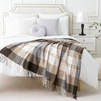 BATTILO HOME Brown Plaid Throw Blanket for Couch - Fall Plaid Blanket Buffalo Plaid Blankets - Lightweight Farmhouse Outdoor Throw Blankets for Bed, Sofa (50"x60", Coffee) - color: Coffee