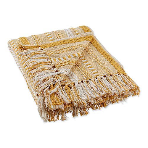 DII Braided Striped Throw, 50x60, Honey Gold - color: Honey Gold