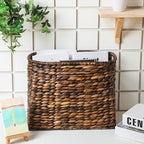 Tatuo Seagrass Magazine Baskets Magazine Holder Tall Narrow Woven Storage Wicker Basket Floor Bathroom Home Office Handwoven Holder for Books, Newspaper, File and Mail(Dark Brown) - color: Dark Brown
