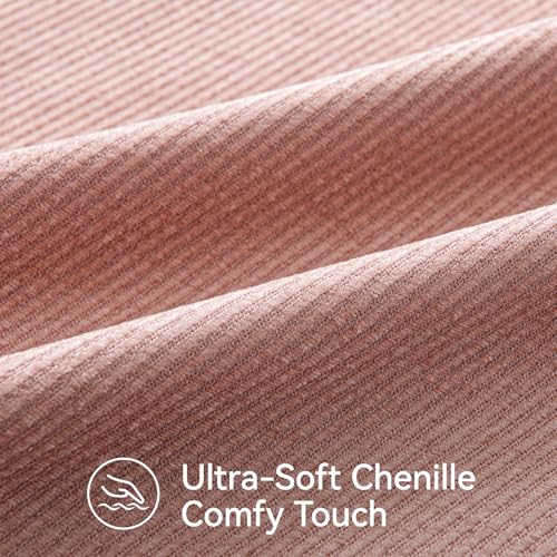 a moment Pack of 2 Decorative Chenille Throw Pillow Covers with Twill Cushion Covers for Sofa Living Room Couch Bed 22x22 Inch,Crafted Border Blush Pink - color: 1.crafted Border Blush Pink, size: 22" x 22" (Pack of 2)