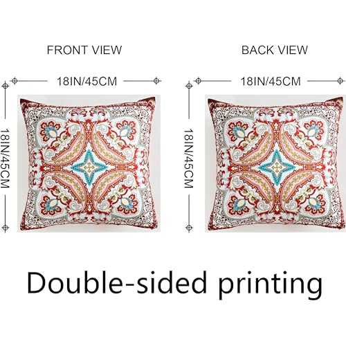 Boho Throw Pillow Covers 18X18 Inch Set of 4 Bohemian Soft Velvet Couch Pillow Cases Farmhouse Decorative Pillow Covers for Sofa Living Room Bedroom Outdoor Patio Porch - color: Bohemian Medley, size: 18" x 18" (Pack of 4)