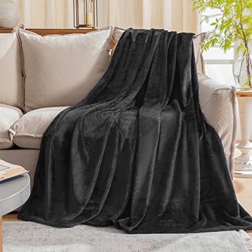 JIAHANNHA Fleece Blanket 50 by 60 Throw Blankets for Sofa Couch Bed Dark Grey Sofa Blanket 280GSM,Super Soft Cozy and Luxury Bed Blanket for All Season Throw(50"×60") - color: Dark Grey, size: Throw(50"×60")