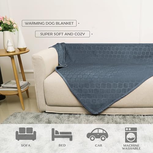 fuguitex Waterproof Dog Blanket Bed Cover Dog Crystal Velvet Moroccan Fuzzy Cozy Plush Pet Blanket Throw Blanket for Couch Sofa - color: Blue+grey, size: 40x60 Inch (Pack of 1)