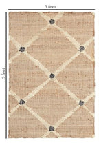 Hand Woven Jute Rug 3'x5' Area Rug - Rectangular Handcrafted Premium Geometric Design, Indoor Reversible Natural Fiber Rugs - Rustic Farmhouse Carpet for Living Room, Hallway, Bedroom - Natural - size: 3' x 5' (﻿Rectangular)