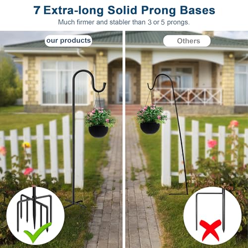 ANIDEER 60" Shepherds Hooks for Outdoor, Heavy Duty Bird Feeder Pole for Hummingbird Feeder, Hanging Lantern, Shepherds Hook for Bird Feeders for Outside with 7 Prongs Base,1 Pack - size: 60 Inch, style: 1 Pack