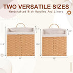 Novabright Set of 2 Wicker Hanging Basket Woven Wall Baskets with Handles Liners for Front Door Organizing Mail Flowers Wall Storage Basket for Farmhouse Home Decor Kitchen Bathroom Toilet Tank Top - style: European Style
