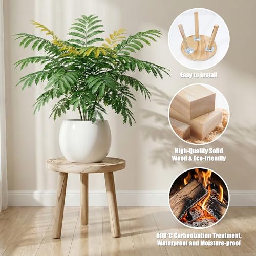 Wood Plant Stands Indoor, 3-Pack Single Plant Stand for 6-12 Inch Pots, Mid-Century Modern Plant Stool, Tall Wooden Plant Stand for Large Plants Perfect Fit for Living Room, Balcony, Office(Light Brown) - color: Light Brown-3pcs