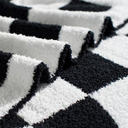 Carriediosa Checkered Throw Blanket 50" X 60", 400GSM Ultra Soft Microfiber Fuzzy Fluffy Reversible Cute Preppy Knitted Blankets Cozy Plush Fall Throws for Couch, Bed, Sofa, Black - color: Check - Black, size: 50" X 60"