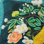 JWH Blue Green Peacock Throw Pillow Cover Flower Print Pillow Case Decorative Chenille Flowers Cushion Tassel Pillowcase for Bed Living Room Chair 14x20 Inch