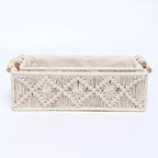 Macrame Storage Boho Decor Basket Set for Organizing - Woven Decorative Countertop, Toilet Paper, Tank Top Shelf With Handle - Bathroom Decor Nursery (Set of 2)