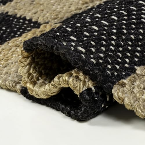 JONATHAN Y Theo Woven Jute Checkerboard Natural/Black Runner Rug, 2x10, Modern, Farmhouse, Rustic, Lodge, Easy-Cleaning for Living Room, Bedroom, Kitchen, Non-Shedding (NRF203B-210) - color: Natural/Black, size: 2' x 10' (Runner)