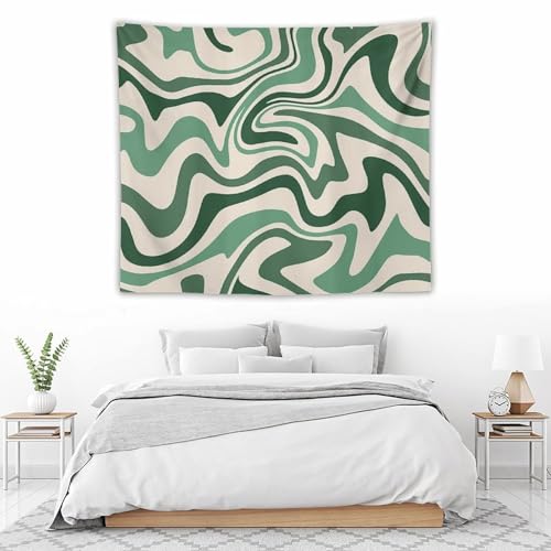 Aesthetic Tapestry,Hippie Retro Groovy 70s Green Spiral Swirl Pastel Abstract Wavy Modern Wall Hanging Neutral Home Decor Art for Living Room Bedroom Dorm 40"x30" - color: Hippie Floral-10, size: W40xL30in
