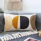 Boho Lumbar Decorative Pillow Cover, Abstract Geo Throw Pillowcase for Retro Mid Century Accent Decor, Modern Rectangle Textured Home Bed Couch Sofa Cushion Sham 12x20, 1PCS(Black Mustard) - size: 20" x 12" (Pack of 1)