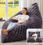 Hobestluk 3 in 1 Bean Bag Chair Giant Bean Bag Chairs for Adults with Bubble Cover Convertible Bean Bag Floor Cushion with Machine Washable Cover for Living Room (Bubble Dark Grey) - color: Shadow Grey