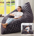 Hobestluk 3 in 1 Bean Bag Chair Giant Bean Bag Chairs for Adults with Bubble Cover Convertible Bean Bag Floor Cushion with Machine Washable Cover for Living Room (Bubble Dark Grey) - color: Shadow Grey