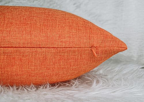 Aiking Home Imitation Burlap Lumbar Pillow Cover 12x24 Inch Vintage Faux Linen Rustic Natural Look, 1 Piece Elegance Farmhouse Style Accents Pillow Case for Indoor Use, Orange - color: Orange, size: 24" x 12" (Pack of 1)