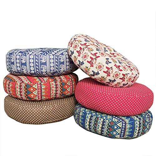 Bohemian Handicrafts Round Floor Seat Cushion Pad,Futon Tatami Seat Mat,Floor Pillow Chair Cushion for Living Room Balcony Outdoor Rose Red 60cm(24inch) - color: Rose Red, size: 60cm(24inch)