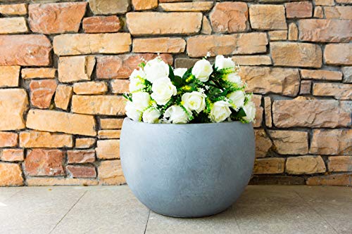 Kante 11.8" Dia Round Concrete Planter, Outdoor/Indoor Large Bowl Plant Pots with Drainage Hole and Rubber Plug for Garden Patio Balcony Home, Slate Gray - color: Slate Gray, size: 11.8" d