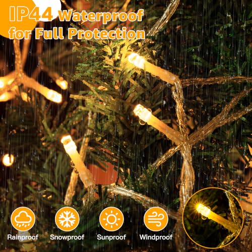 Guhope Christmas String Lights 600LED 98FT, Waterproof String Lights with Remote and Timer, 8 Modes Dimmable Christmas Lights for Indoor Outdoor Wedding Party Holiday Decorations (Warm White) - color: Warm White, size: 600 LED