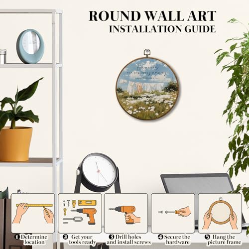 JUIOEIU Christian Laundry Day Round Wall Decor, Bible Verse Framed Canvas Prints, Country Cottagecore Floral Religious Scripture Wall Art Hanging Decorations for Bathroom Laundry Room Decor, 10x10in - color: Laundry room03