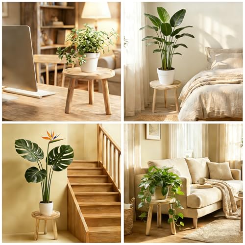 Wood Plant Stands Indoor, 3-Pack Single Plant Stand for 6-12 Inch Pots, Mid-Century Modern Plant Stool, Tall Wooden Plant Stand for Large Plants Perfect Fit for Living Room, Balcony, Office(Light Brown) - color: Light Brown-3pcs