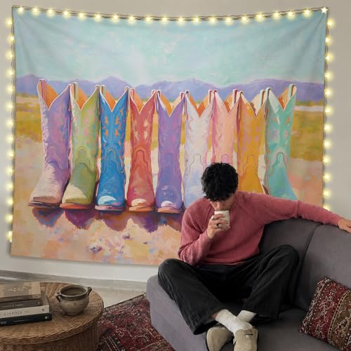 SkyCozy Western Cowgirl Wall Tapestry, Cowgirl Room Decor, Rustic Country Colorful Cowboy Boots Western Tapestry for Girls Room Bedroom Dorm Apartment Home Wall Decor, 50x60 Inch - color: 03-Western Cowgirl Tapestry