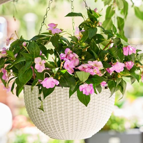Rattan Styles Hanging Planter Flower Pots Hanging Basket for Indoor Outdoor Plant Home Garden Balcony Decoration - color: Pink