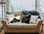 Halloween Pumpkin Pillow Covers Cotton Linen Jack-o-Lantern with Bat Magical Fire Throw Case Decorative Cushion Cover 12''x20'' Black Evil Wicked Waist Pillowcases (E-450) - color: Black Jack-o-lantern