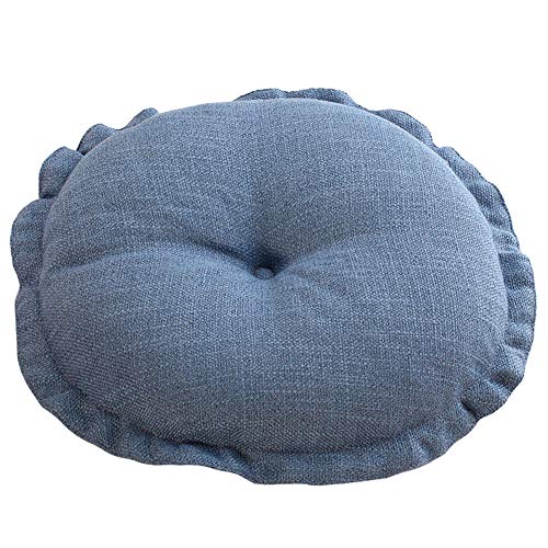 vctops Boho Soft Round Floor Pillow Cushion with Ruffles, Cotton Linen Print Chair Pad Tatami for Meditation, Yoga, Living Room, Balcony (Sky Blue,16"x16"x4") - color: Sky Blue, size: 16"x16"x4"/43x43x10cm