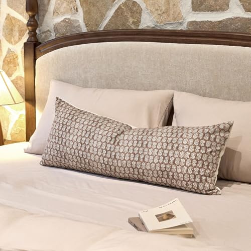 Amor Virisso Floral Pillow Covers Decorative Lumbar Pillow Cover 14x36 Couch Pillows for Bed Farmhouse Neutral Pillow Covers Accent Sofa Pillows 1PC,Cognac Brown - color: Cognac Brown, size: 36" x 14" (Pack of 1)