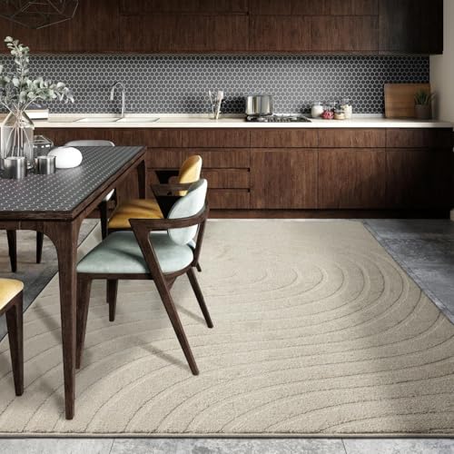 LUXE WEAVERS Modern Geometric Wave Cream 4x6 Area Rug - color: Cream, size: 4' x 6' (Rectangular)