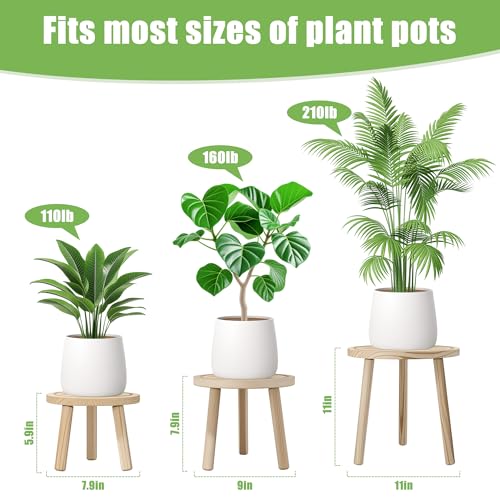 Wood Plant Stands Indoor, 3-Pack Single Plant Stand for 6-12 Inch Pots, Mid-Century Modern Plant Stool, Tall Wooden Plant Stand for Large Plants Perfect Fit for Living Room, Balcony, Office(Light Brown) - color: Light Brown-3pcs