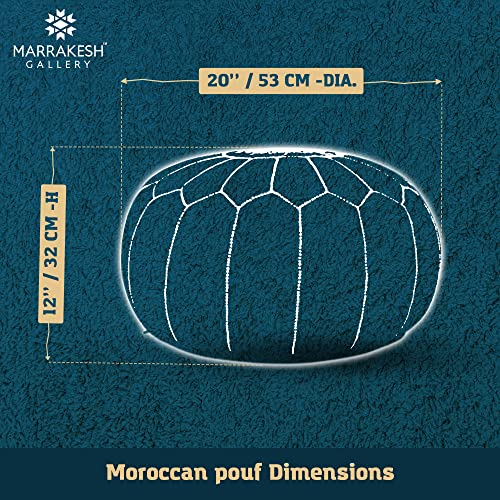 Marrakesh Gallery Genuine Leather Round Pouf Unstuffed - Moroccan Ottoman Footstool, Footrest Cover - Boho Decor - Bohemian Living Room, Bedroom, Kids Room, Gift & Wedding - color: Grey