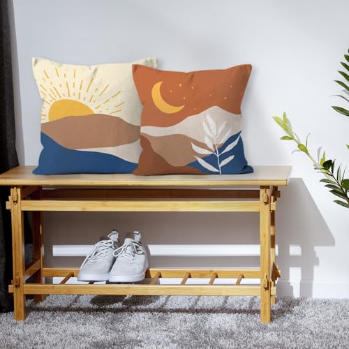 HIWX Boho Pillow Covers, Boho Sun Moon Mountains Decorative Pillowcase Throw Pillow Cover 18x18,Boho Throw Pillows,Boho Sun Desert for Sofa Bed Room Home Bedroom Decor Set of 2 Pillow Case（Orange） - color: Orange-boho-set of 2