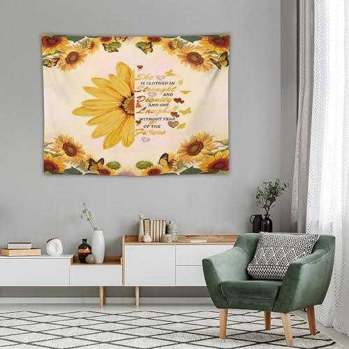 Sunflower Tapestry,Yellow Floral and Butterfly Tapestry for Bedroom,Nature Landscape Tapestry Wall Hanging for Living Room Dorm Home Decor,40"x30" - color: Sunflower-10, size: W40xL30in