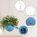 Zopeal 16 Pack Self Watering Hanging Planters 8 Inch Garden Flower Plant Pot Container with Drainer and Chain Round Hanging Pot Plant Basket for Indoor Outdoor Plants(Blue) - color: Blue