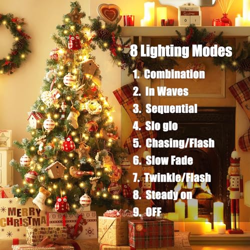 Battery Operated String Lights - 4 Pack Total 66ft 200 LEDs Warm White Christnas Lights with Timer, 8 Modes Waterproof Twinkle Lights for Indoor Outdoor Xmas Tree Wreath Party Holiday Decorations - color: Warm White, size: 4 Pack
