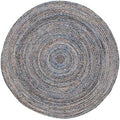 SAFAVIEH Area Rug 10' Round - Cape Cod Collection - Blue & Natural Brown, Handmade Jute & Cotton, Woven Braided Design (CAP202M)