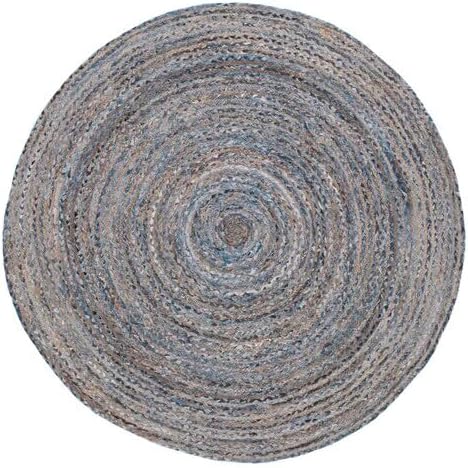 SAFAVIEH Area Rug 10' Round - Cape Cod Collection - Blue & Natural Brown, Handmade Jute & Cotton, Woven Braided Design (CAP202M)