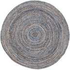 SAFAVIEH Area Rug 8' Round - Cape Cod Collection - Blue & Natural Brown, Handmade Jute & Cotton, Woven Braided Design (CAP202M)