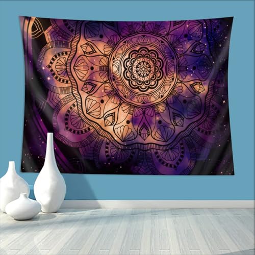 Keiutexe Purple Mandala Flower Tapestry 80" X 60" Wall Hanging Party Decorations Home Decor For Bedroom Living Room Dorm (200 X 150cm) - color: Purple Mandala Flower, size: 80 X 60 Inch