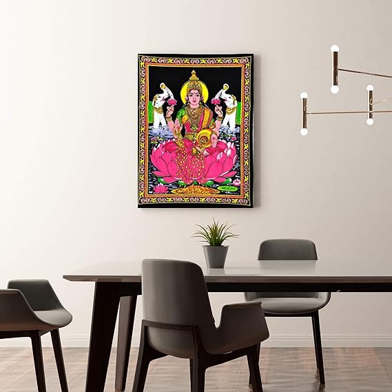 Rastogi Handicrafts Cotton Wall Hanging Laxmi Maa 40" X 30" Poster Size (LAXMI-G) - color: LAXMI-G
