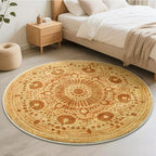 Carvapet 5ft Round Rug - Soft Low Pile 60 inch/152 cm Sunshine Print Washable Circle Carpet with Non Slip Rubber Backing, Foldable Area Rug for Living Room Bedroom Nursery Office Dining Room - color: S-brown, size: 5' (Round)