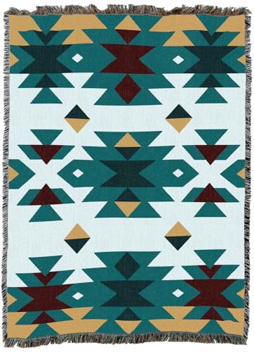 Pure Country Weavers Desert Diamonds Red - Western Tapestry Throw Blanket Woven from Cotton - Made in The USA (72x54) - color: Desert Diamonds Red