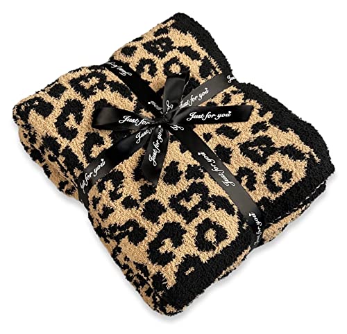 Fluffy Leopard Knitted Throw Blanket for Couch Lightweight Soft Plush Fluffy Warm Cozy -50x60inch,Perfect for Bed, Sofa,Leopard - color: Leopard, size: 50"x60"